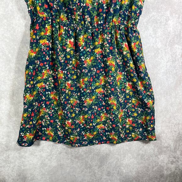 Tucker For Target Mini Dress Women XL Blue Micro Floral Cap Sleeve V-Neck Preppy - Picture 3 of 11